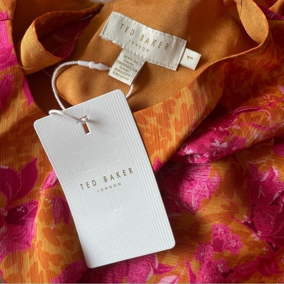 Ted Baker Floral Maxi dress size 1 pink orange tiered - Picture 6 of 13